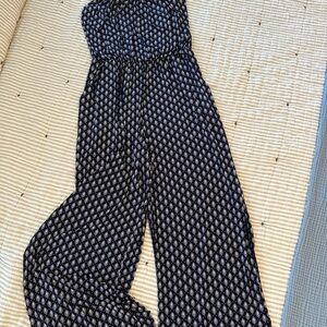 Women's Navy Blue and White Jumpsuit